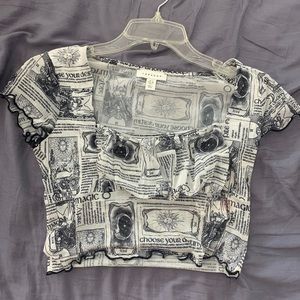 Top shop newspaper print cropped top